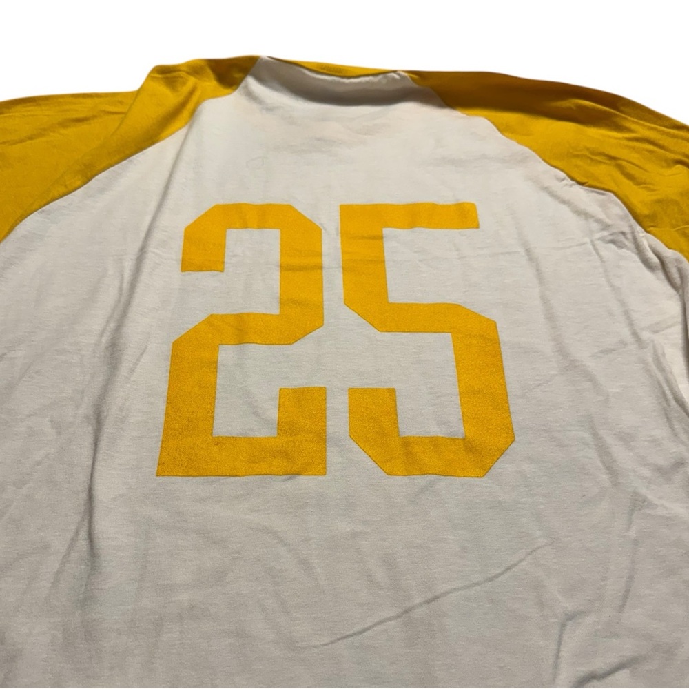 Tultex “Mango Cart” l/s baseball shirt in white and marigold. Size XL. NWOT - Picture 3 of 5